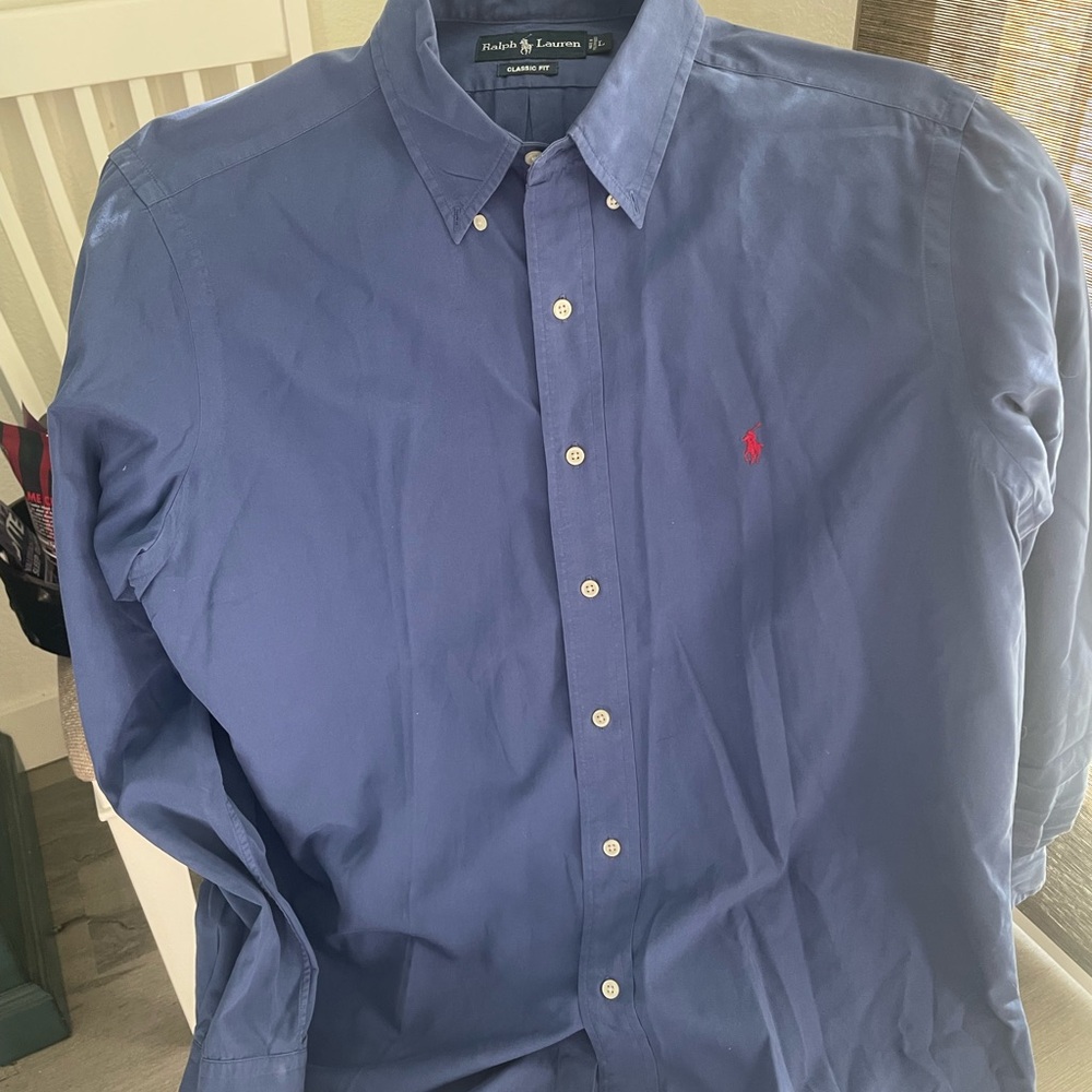 Ralph Lauren Men's Casual Blue Button Down Shirt